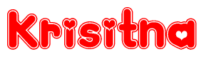 The image displays the word Krisitna written in a stylized red font with hearts inside the letters.