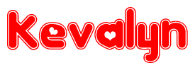 The image displays the word Kevalyn written in a stylized red font with hearts inside the letters.