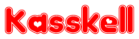 The image displays the word Kasskell written in a stylized red font with hearts inside the letters.