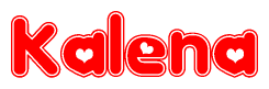 The image displays the word Kalena written in a stylized red font with hearts inside the letters.