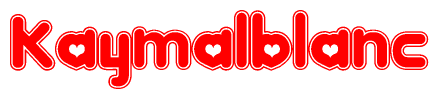 The image displays the word Kaymalblanc written in a stylized red font with hearts inside the letters.