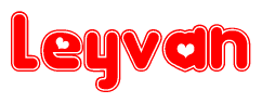 The image displays the word Leyvan written in a stylized red font with hearts inside the letters.