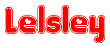 The image is a clipart featuring the word Lelsley written in a stylized font with a heart shape replacing inserted into the center of each letter. The color scheme of the text and hearts is red with a light outline.
