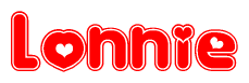 The image displays the word Lonnie written in a stylized red font with hearts inside the letters.