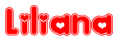 The image displays the word Liliana written in a stylized red font with hearts inside the letters.