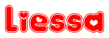 The image displays the word Liessa written in a stylized red font with hearts inside the letters.