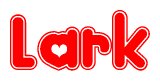 The image displays the word Lark written in a stylized red font with hearts inside the letters.