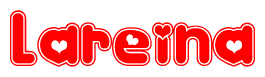 The image displays the word Lareina written in a stylized red font with hearts inside the letters.