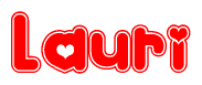 The image displays the word Lauri written in a stylized red font with hearts inside the letters.