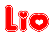 The image displays the word Lio written in a stylized red font with hearts inside the letters.