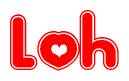 The image displays the word Loh written in a stylized red font with hearts inside the letters.