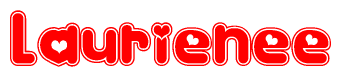 The image displays the word Laurienee written in a stylized red font with hearts inside the letters.