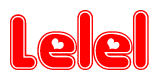 The image is a clipart featuring the word Lelel written in a stylized font with a heart shape replacing inserted into the center of each letter. The color scheme of the text and hearts is red with a light outline.