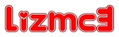 The image displays the word Lizmc3 written in a stylized red font with hearts inside the letters.