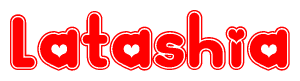 The image displays the word Latashia written in a stylized red font with hearts inside the letters.
