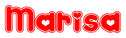 The image displays the word Marisa written in a stylized red font with hearts inside the letters.
