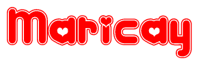 The image is a clipart featuring the word Maricay written in a stylized font with a heart shape replacing inserted into the center of each letter. The color scheme of the text and hearts is red with a light outline.