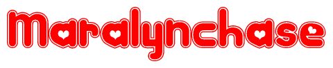 The image displays the word Maralynchase written in a stylized red font with hearts inside the letters.