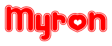 The image displays the word Myron written in a stylized red font with hearts inside the letters.