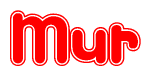 The image is a clipart featuring the word Mur written in a stylized font with a heart shape replacing inserted into the center of each letter. The color scheme of the text and hearts is red with a light outline.