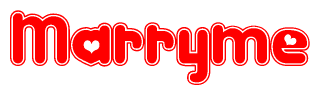 The image is a clipart featuring the word Marryme written in a stylized font with a heart shape replacing inserted into the center of each letter. The color scheme of the text and hearts is red with a light outline.