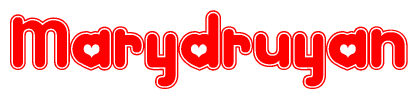 The image displays the word Marydruyan written in a stylized red font with hearts inside the letters.