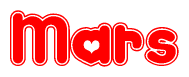 The image displays the word Mars written in a stylized red font with hearts inside the letters.