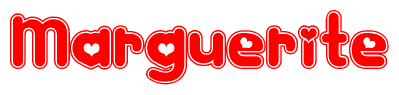   The image displays the word Marguerite written in a stylized red font with hearts inside the letters. 