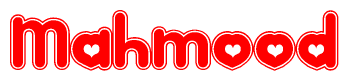 The image is a clipart featuring the word Mahmood written in a stylized font with a heart shape replacing inserted into the center of each letter. The color scheme of the text and hearts is red with a light outline.