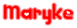 The image displays the word Maryke written in a stylized red font with hearts inside the letters.