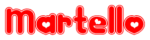 The image displays the word Martello written in a stylized red font with hearts inside the letters.