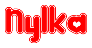 The image displays the word Nylka written in a stylized red font with hearts inside the letters.