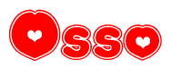 The image displays the word Osso written in a stylized red font with hearts inside the letters.
