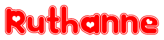 The image displays the word Ruthanne written in a stylized red font with hearts inside the letters.