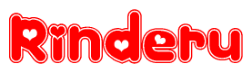 The image is a clipart featuring the word Rinderu written in a stylized font with a heart shape replacing inserted into the center of each letter. The color scheme of the text and hearts is red with a light outline.