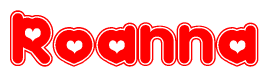 The image displays the word Roanna written in a stylized red font with hearts inside the letters.