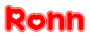 The image displays the word Ronn written in a stylized red font with hearts inside the letters.