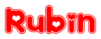 The image displays the word Rubin written in a stylized red font with hearts inside the letters.