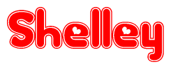 The image is a clipart featuring the word Shelley written in a stylized font with a heart shape replacing inserted into the center of each letter. The color scheme of the text and hearts is red with a light outline.