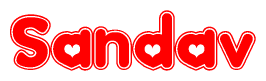 The image displays the word Sandav written in a stylized red font with hearts inside the letters.