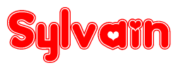 The image displays the word Sylvain written in a stylized red font with hearts inside the letters.