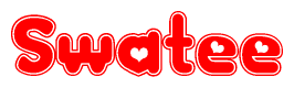 Red and White Swatee Word with Heart Design