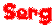 The image displays the word Serg written in a stylized red font with hearts inside the letters.