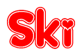 The image displays the word Ski written in a stylized red font with hearts inside the letters.