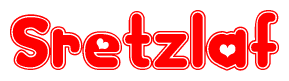 The image displays the word Sretzlaf written in a stylized red font with hearts inside the letters.
