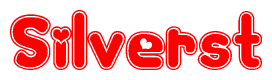 The image is a clipart featuring the word Silverst written in a stylized font with a heart shape replacing inserted into the center of each letter. The color scheme of the text and hearts is red with a light outline.