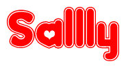 The image displays the word Sallly written in a stylized red font with hearts inside the letters.