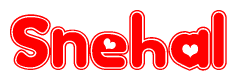 The image displays the word Snehal written in a stylized red font with hearts inside the letters.