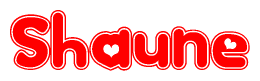 The image displays the word Shaune written in a stylized red font with hearts inside the letters.