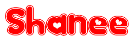 The image displays the word Shanee written in a stylized red font with hearts inside the letters.